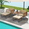 Costway 5 PCS Acacia Wood Patio Furniture Set with Ottomans Soft Cushions & Coffee Table
